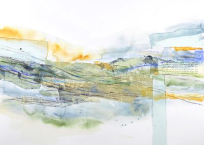 colorful abstract acrylic mixed media painting on paper by Julia Rymer